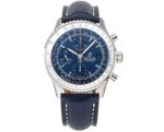 BLS Factory Breitling 43*15MM Leather Strap Blue Bracelet Blue Wrist Watch
